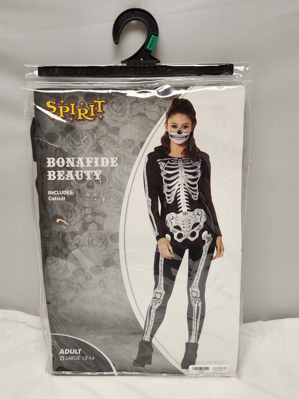 Spirit Bonafide Beauty Black and White Skeleton Catsuit Costume